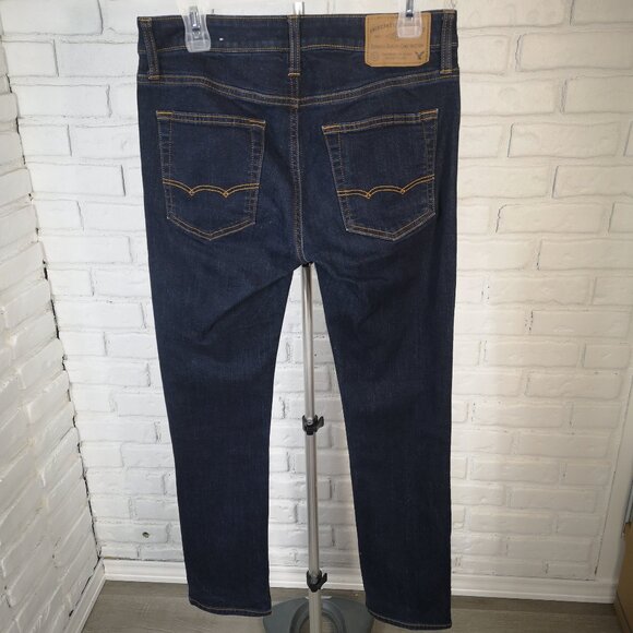 American Eagle Slim Straight Men's Size 32/32 Dark Wash Extreme Flex Blue Jeans - Picture 2 of 15